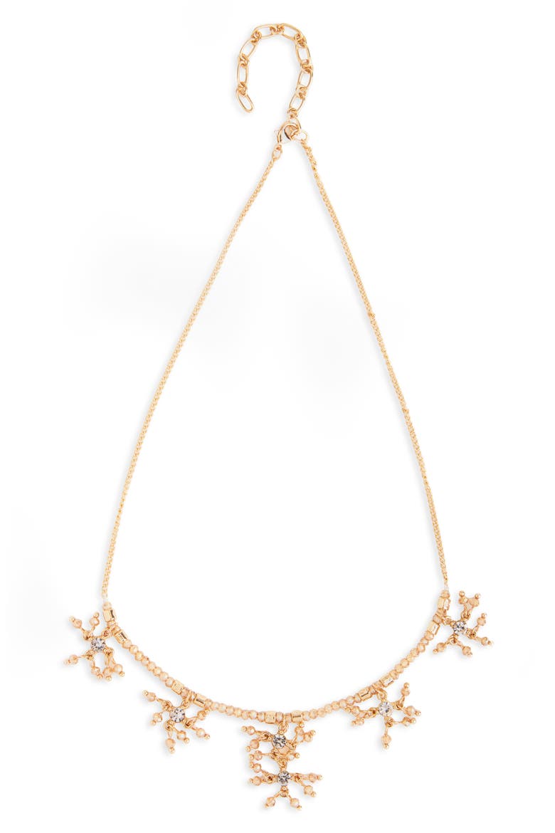 Crystal Beaded Cluster Frontal Necklace, Main, color, GOLD