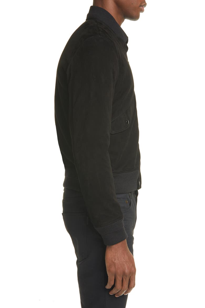Suede Bomber Jacket, Alternate, color, BLACK