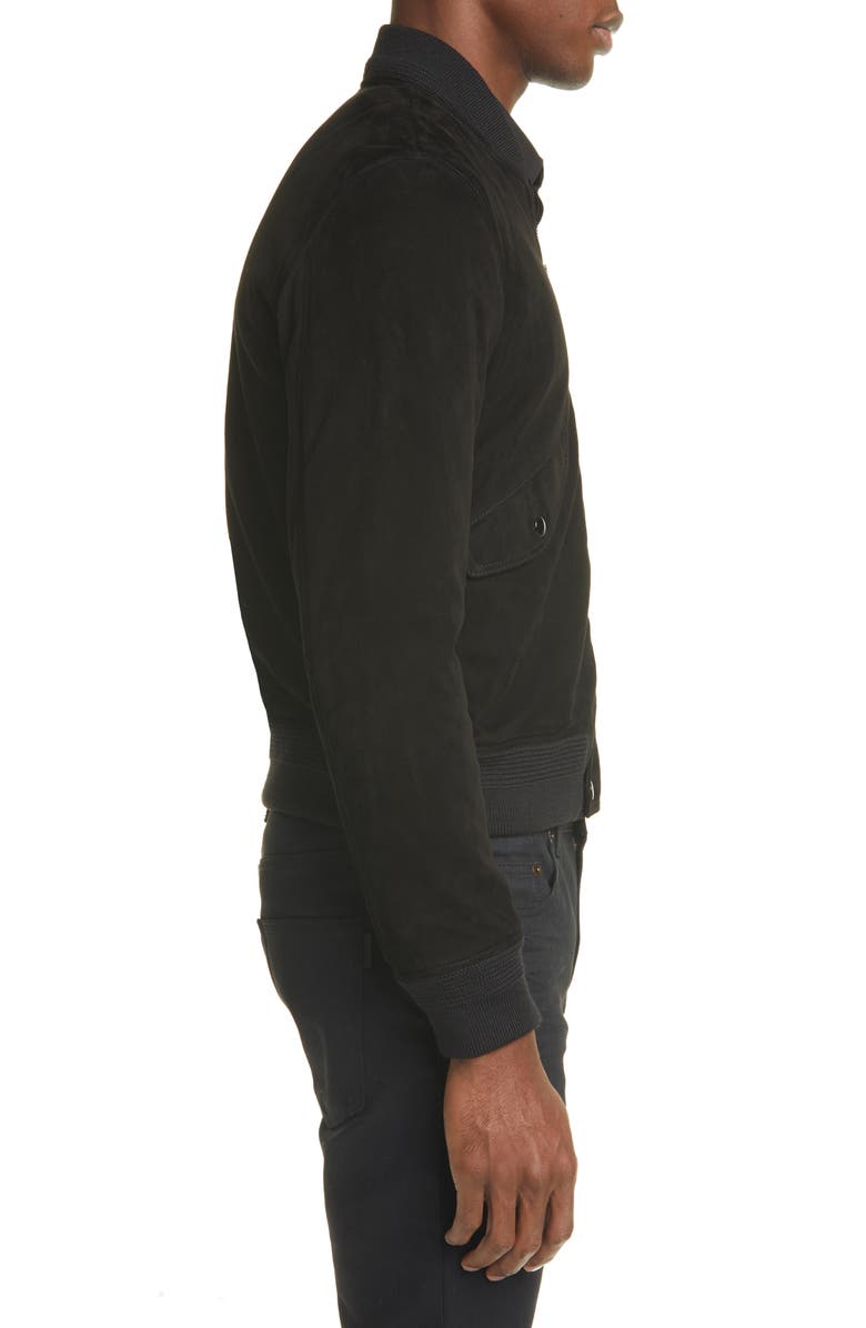 Saint Laurent Suede Bomber Jacket, Alternate, color,