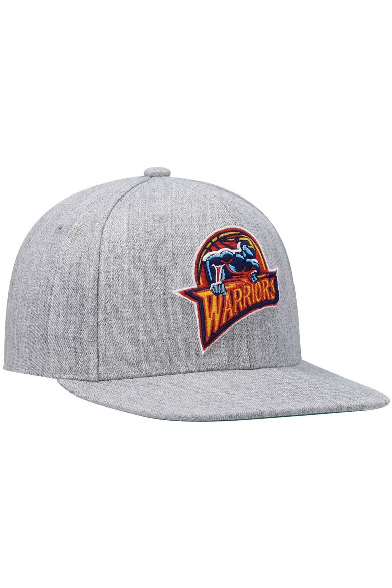 Men's Mitchell & Ness Heathered Gray Golden State Warriors Hardwood Classics Team 2.0 Snapback Hat, Alternate, color, Heather Gray