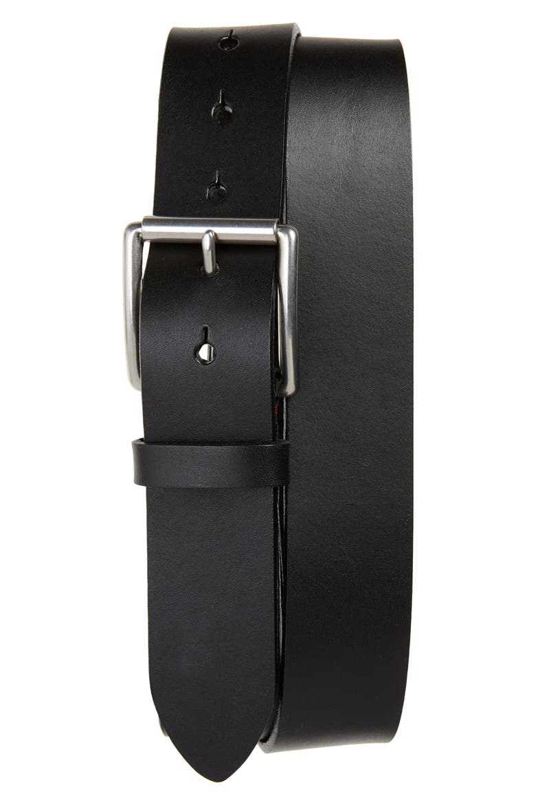 Leather Belt, Main, color, BLACK