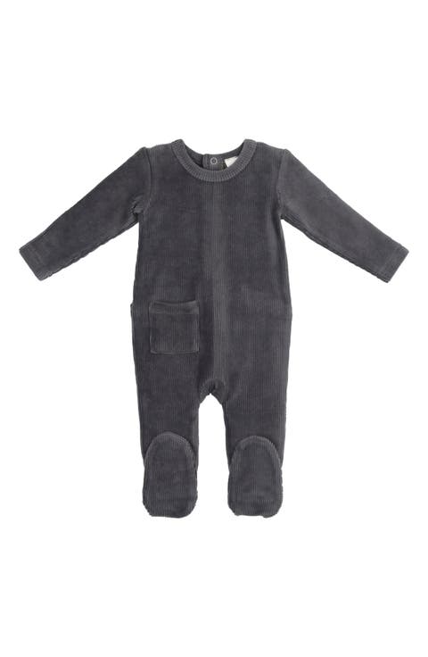 Velour Rib Cotton Blend Footie (Baby)