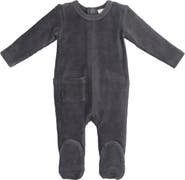 Manière Velour Rib Cotton Blend Footie