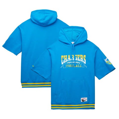 Men's Mitchell & Ness Powder Blue Los Angeles Chargers Pre-Game Short Sleeve Pullover Hoodie