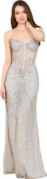 LARA New York Embellished Strapless Gown with Slit