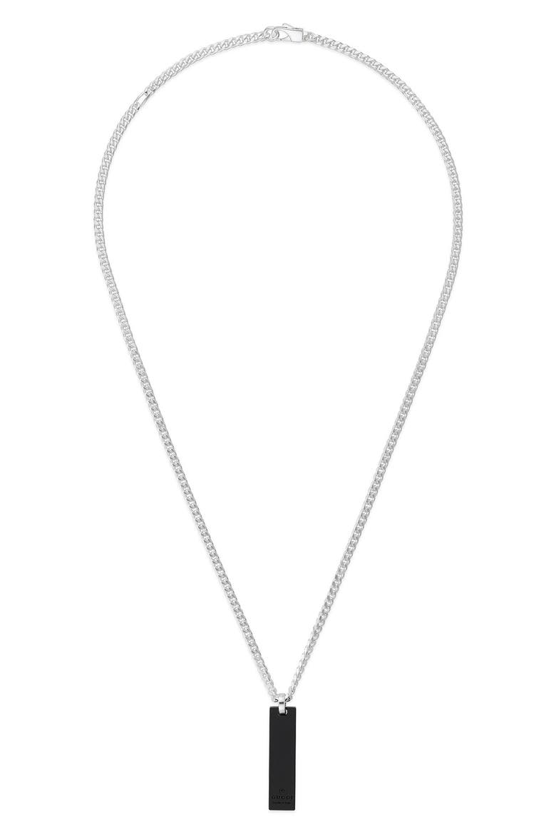 ID Tag Pendant Necklace, Alternate, color, SILVER