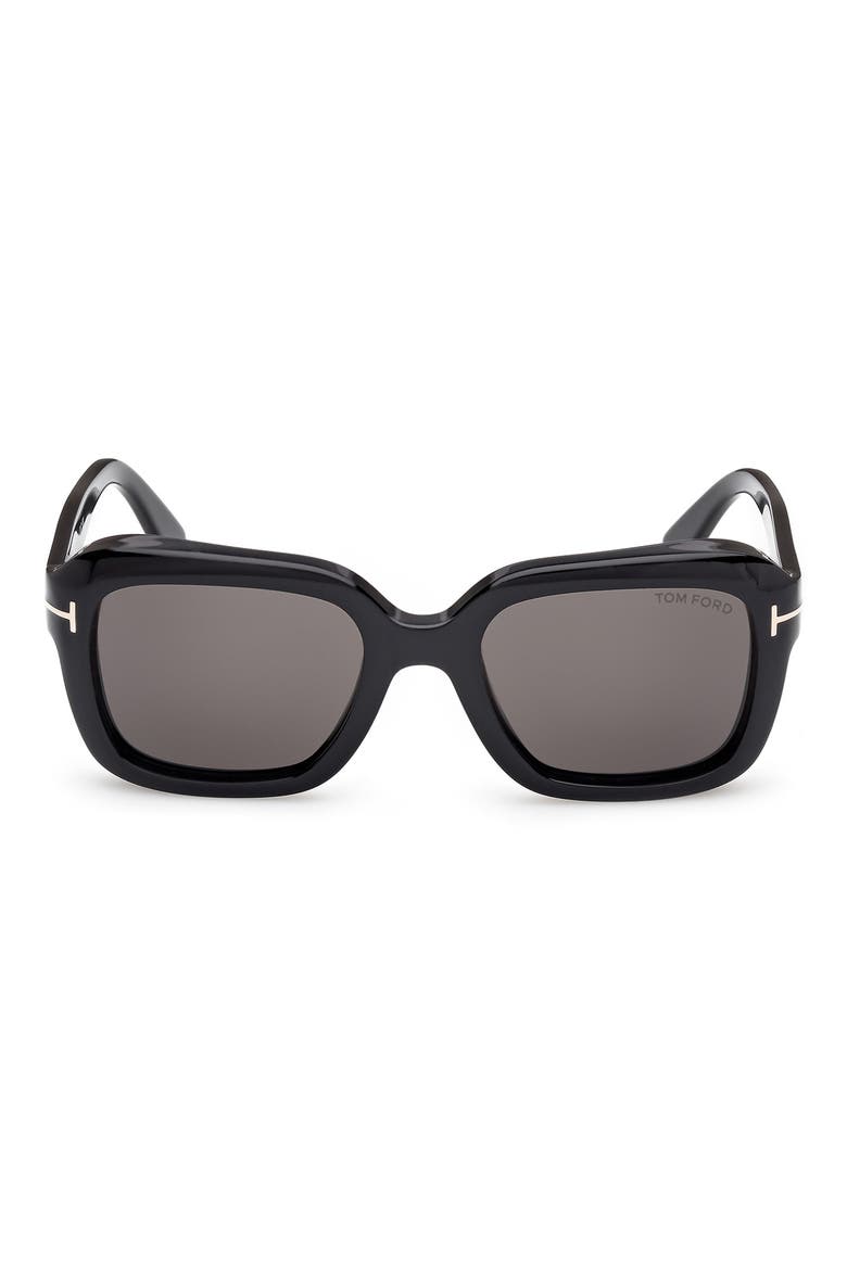 Natalia 52mm Square Sunglasses, Main, color, SHINY BLACK/ ECO/ SMOKE LENSES