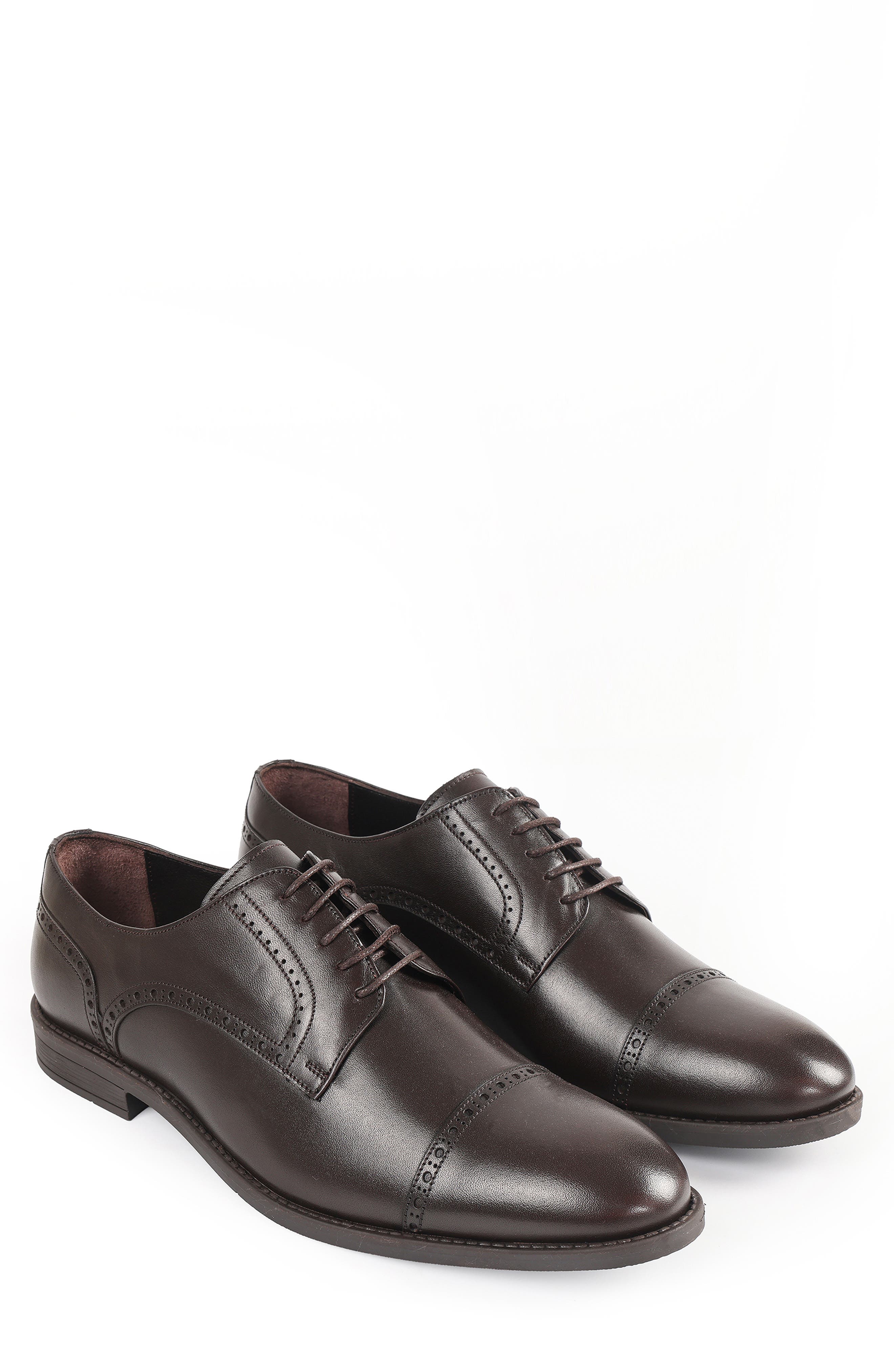 Kansas Brogue Cap Toe Derby, Alternate, color, DARK BROWN