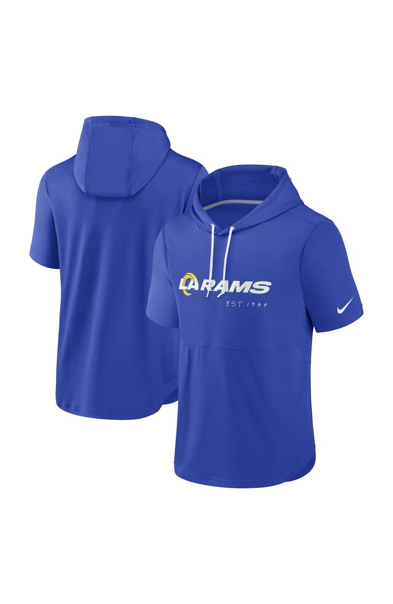 Nike Men's Nike Royal Los Angeles Rams Short Sleeve Pullover Hoodie, Main, color, Royal