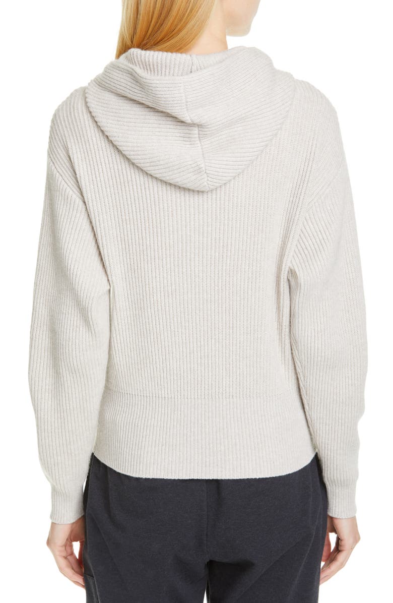 Brunello Cucinelli English Rib Cashmere Hooded Sweater, Alternate, color, 