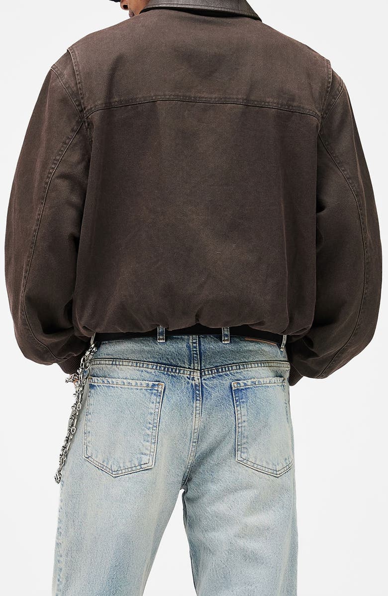 Represent Roscoe Logo Detail Cotton Canvas Bomber Jacket, Alternate, color, Whisky