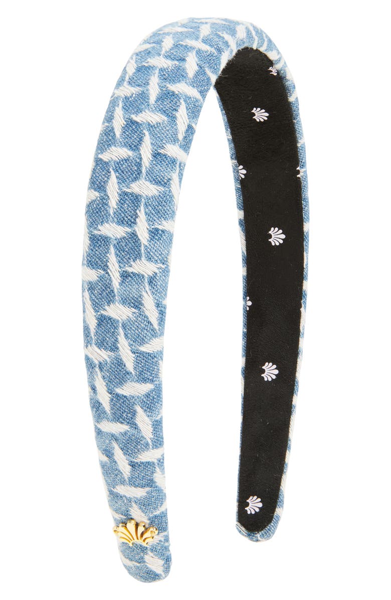 Lele Sadoughi Lattice Denim Headband, Main, color, Cadet Blue