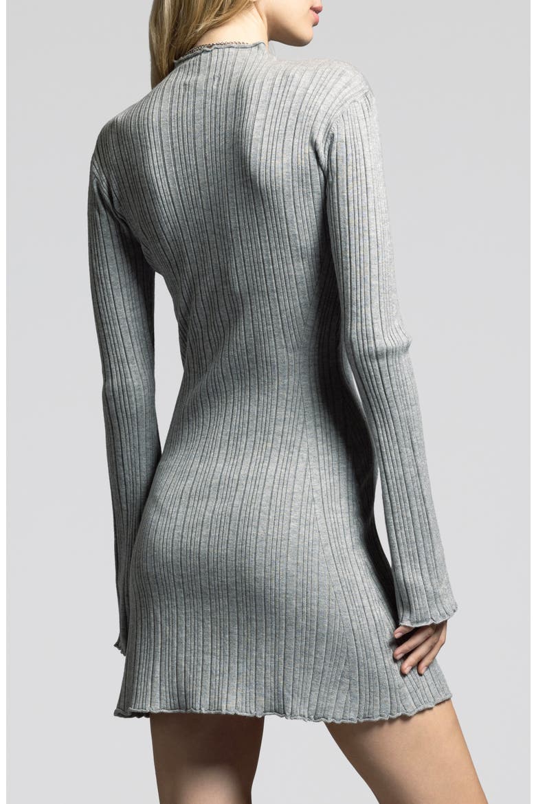 Mirren Long Sleeve Ribbed Sweater Dress, Alternate, color, HEATHER GREY