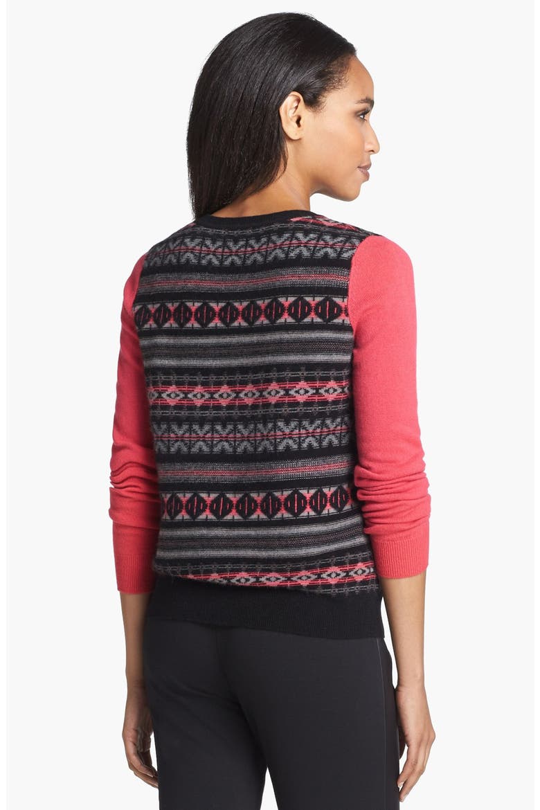 Fair Isle Cashmere Sweater, Alternate, color, BLACK/ ROSE BRIGHT COMBO