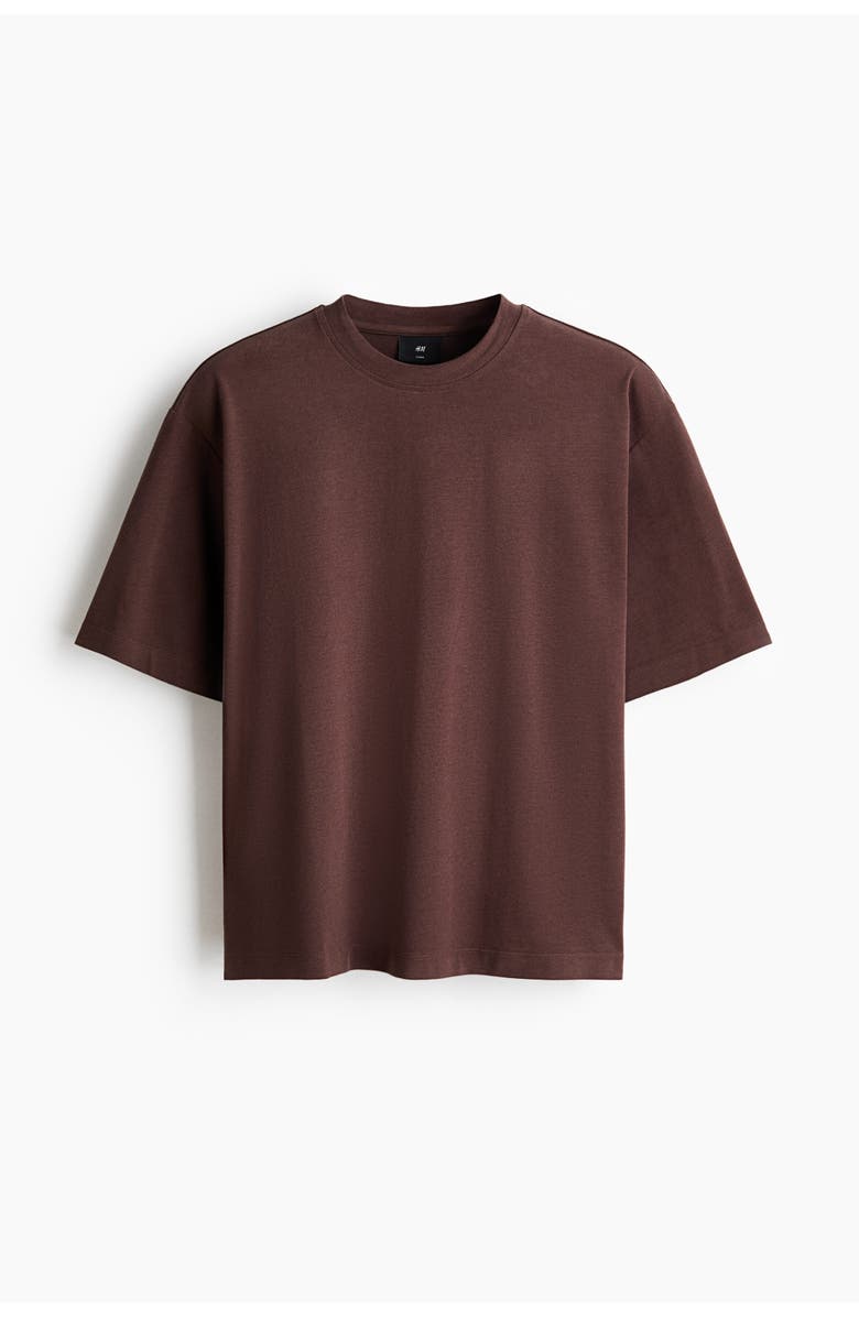 H&M Loose Fit Boxy-style T-shirt, Main, color, Dark Brown
