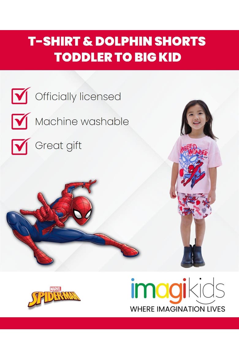 Spider-Man Girls' T-Shirt and Shorts Set, Alternate, color, Pink Spider Man