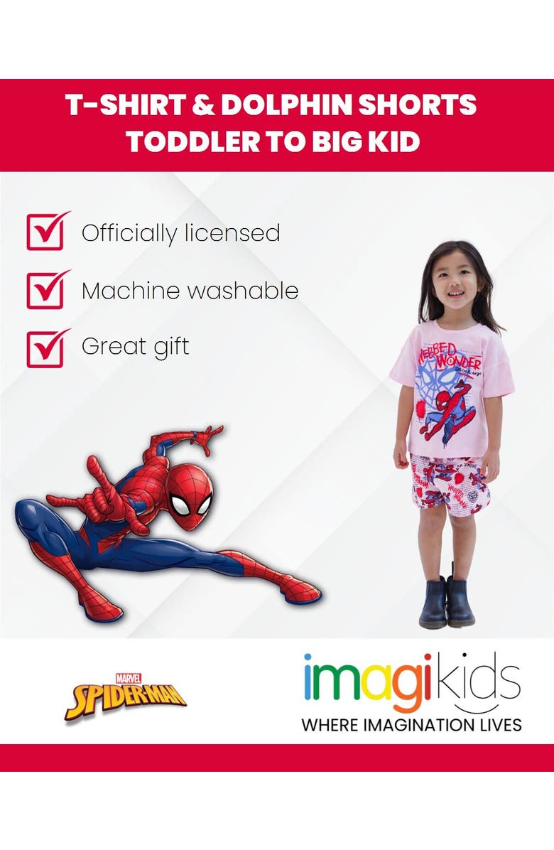 Marvel Spider-Man Girls' T-Shirt and Shorts Set, Alternate, color, Pink Spider Man