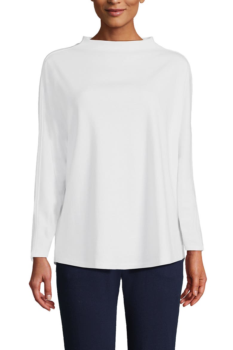 Long Sleeve Sport Knit Funnel Neck Top, Main, color, White
