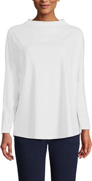 Lands' End Long Sleeve Sport Knit Funnel Neck Top