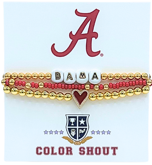 Color Shout Alabama Love My College Bracelet Stack In Red