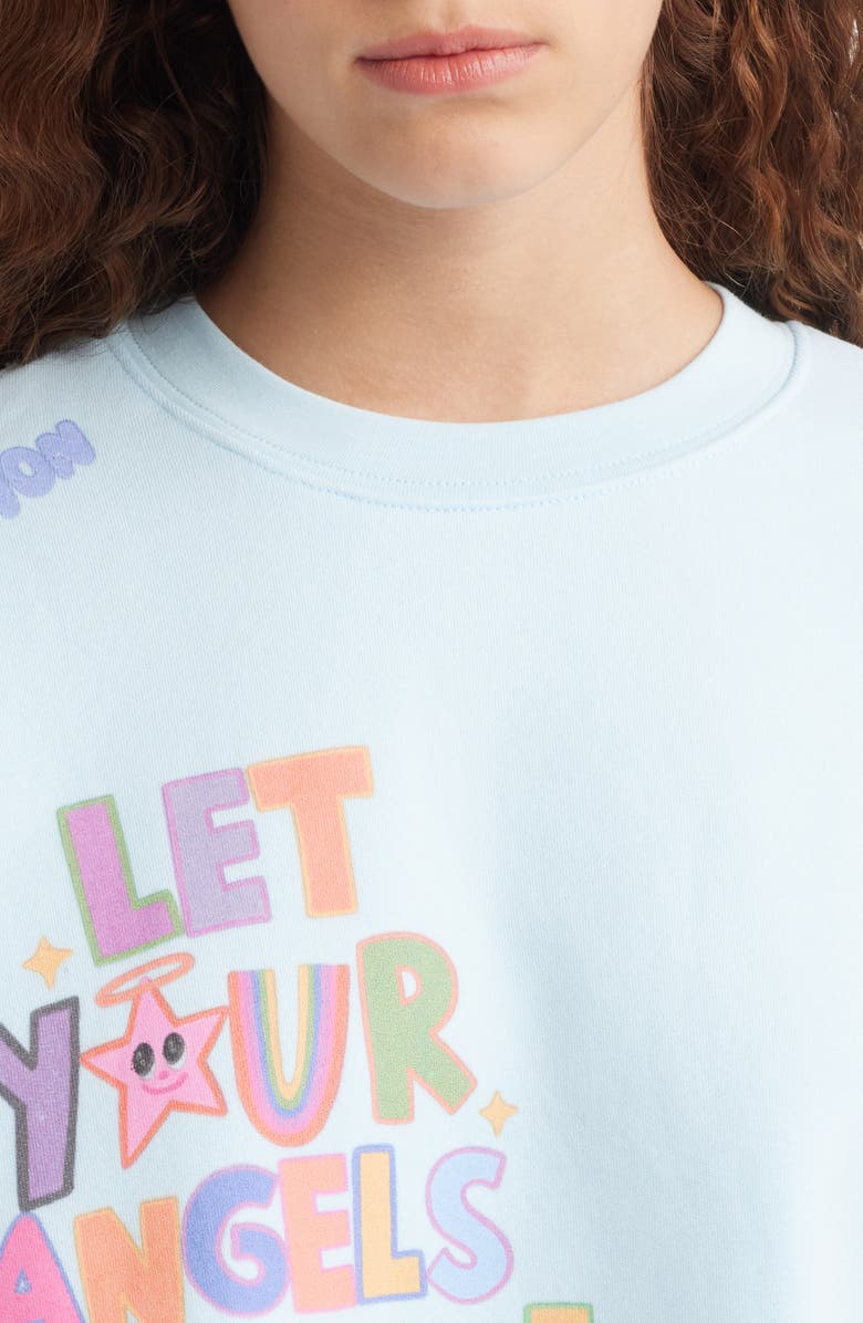 THE MAYFAIR GROUP Angels All Around Crewneck Sweatshirt, Alternate, color, Blue