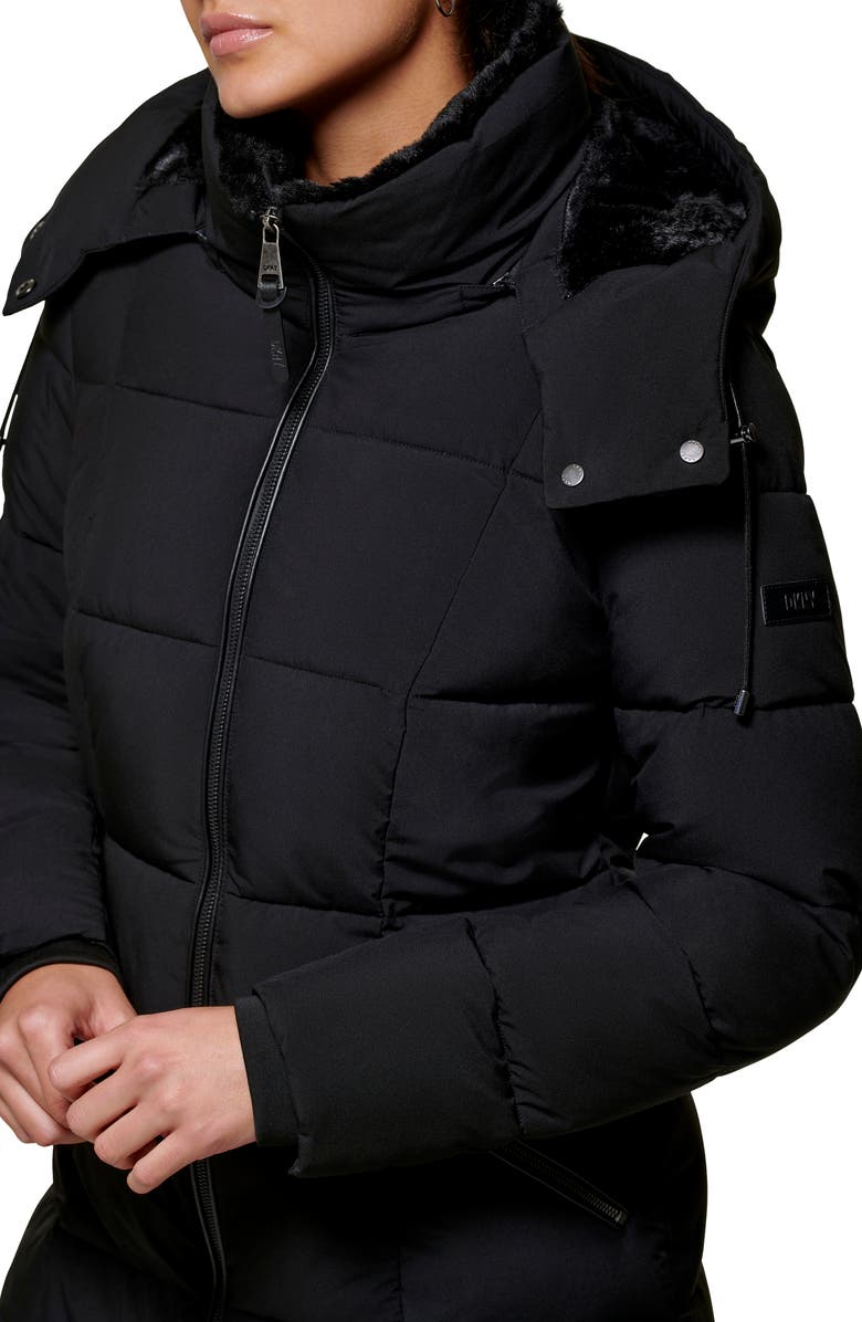 DKNY Walker Stretch Puffer Jacket with Faux Fur Lining, Alternate, color, 