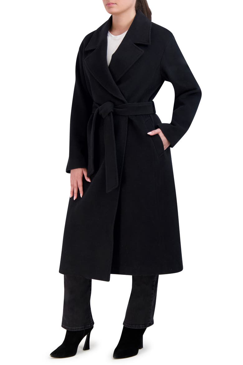 Slick Wool Blend Coat, Main, color, BLACK