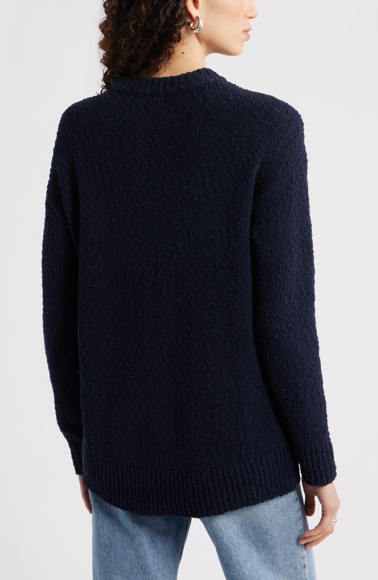 Nordstrom Texture Crewneck Sweater, Alternate, color, Navy Night
