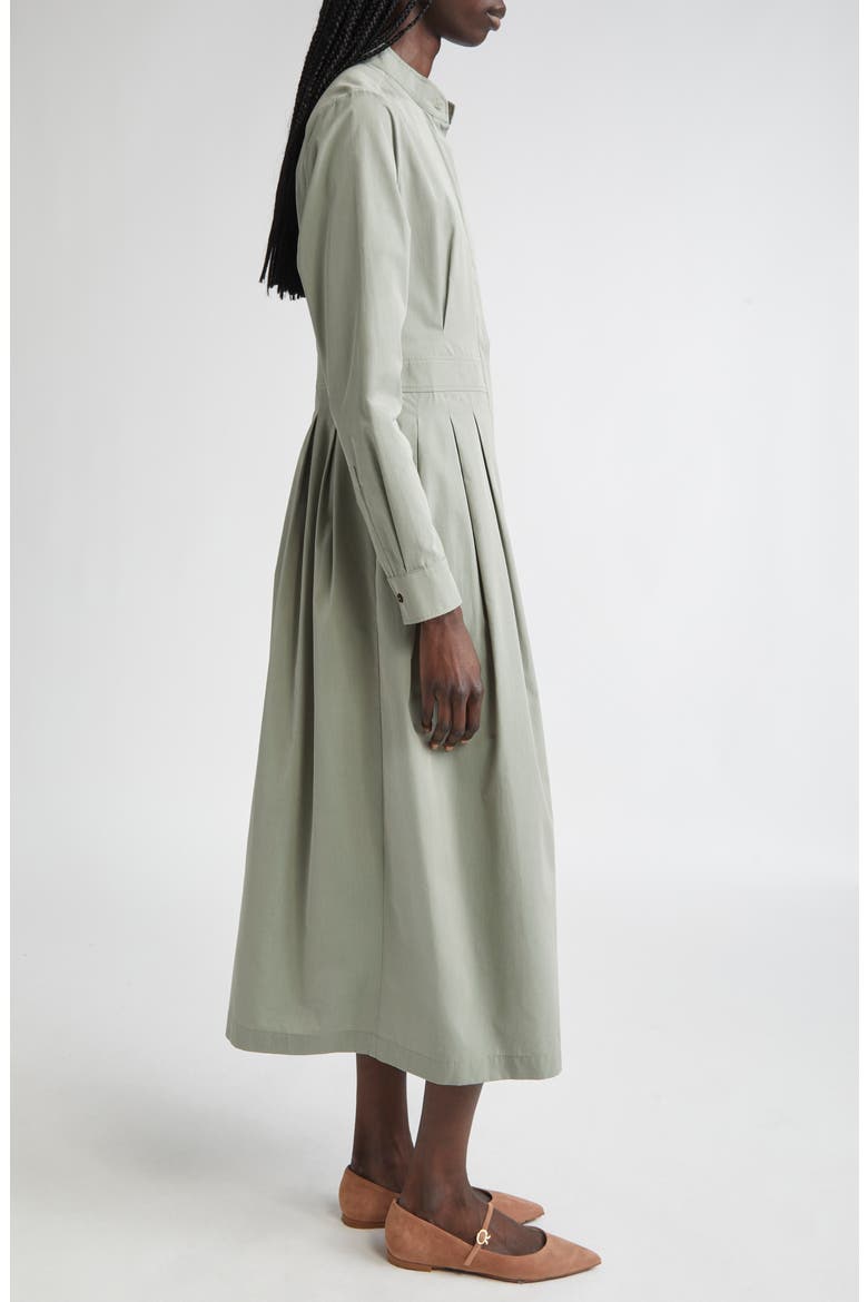 Pavia Pleated Long Sleeve Cotton Shirtdress, Alternate, color, SAGE GREEN