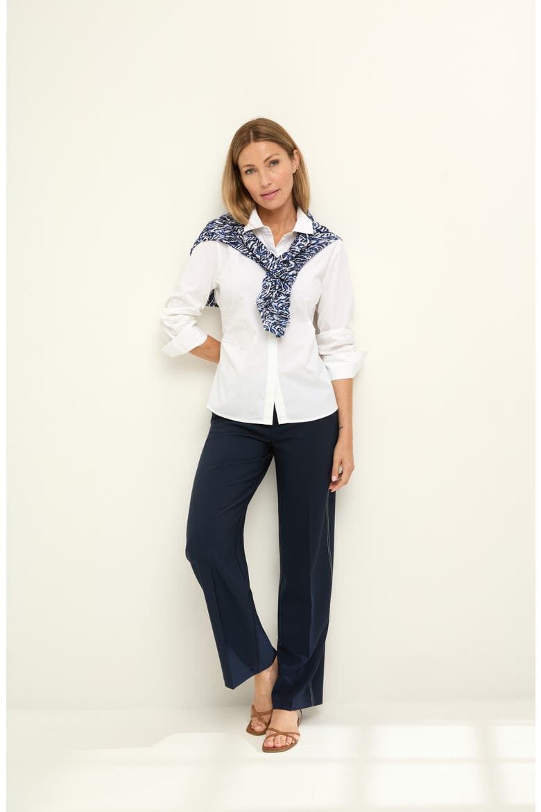 Pintuck Stretch Cotton Button-Up Shirt, Alternate, color, PAPER WHITE