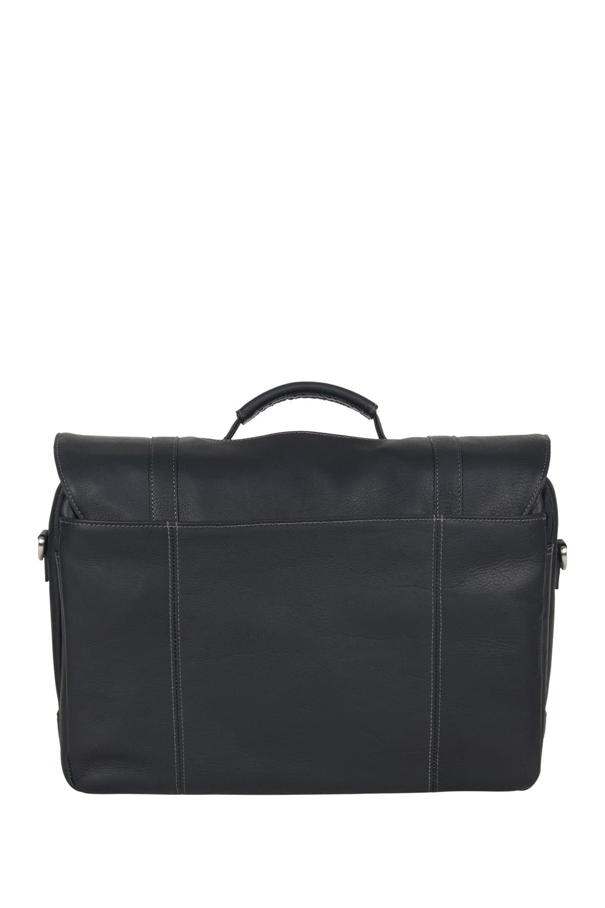 Kenneth Cole Reaction Double Gusset Flapover Colombian Leather Laptop Bag, Alternate, color, 