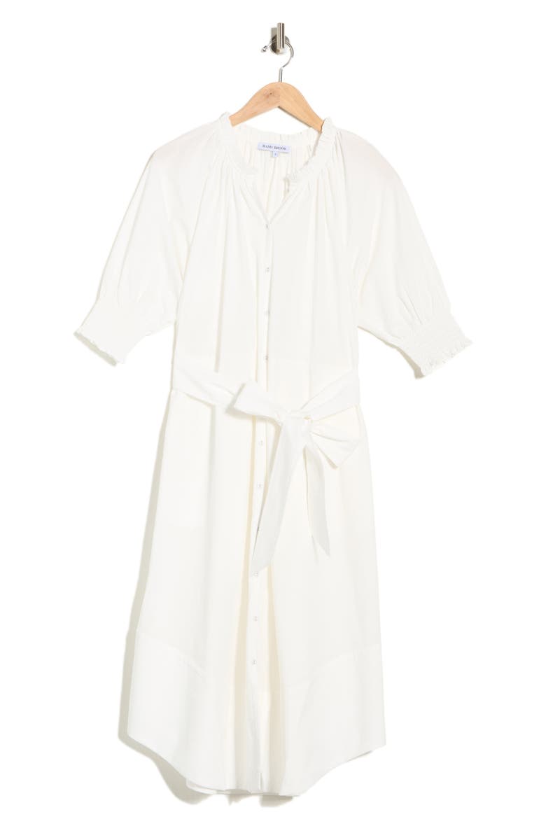 Kleo Puff Sleeve Cotton Shirtdress, Alternate, color, IVORY