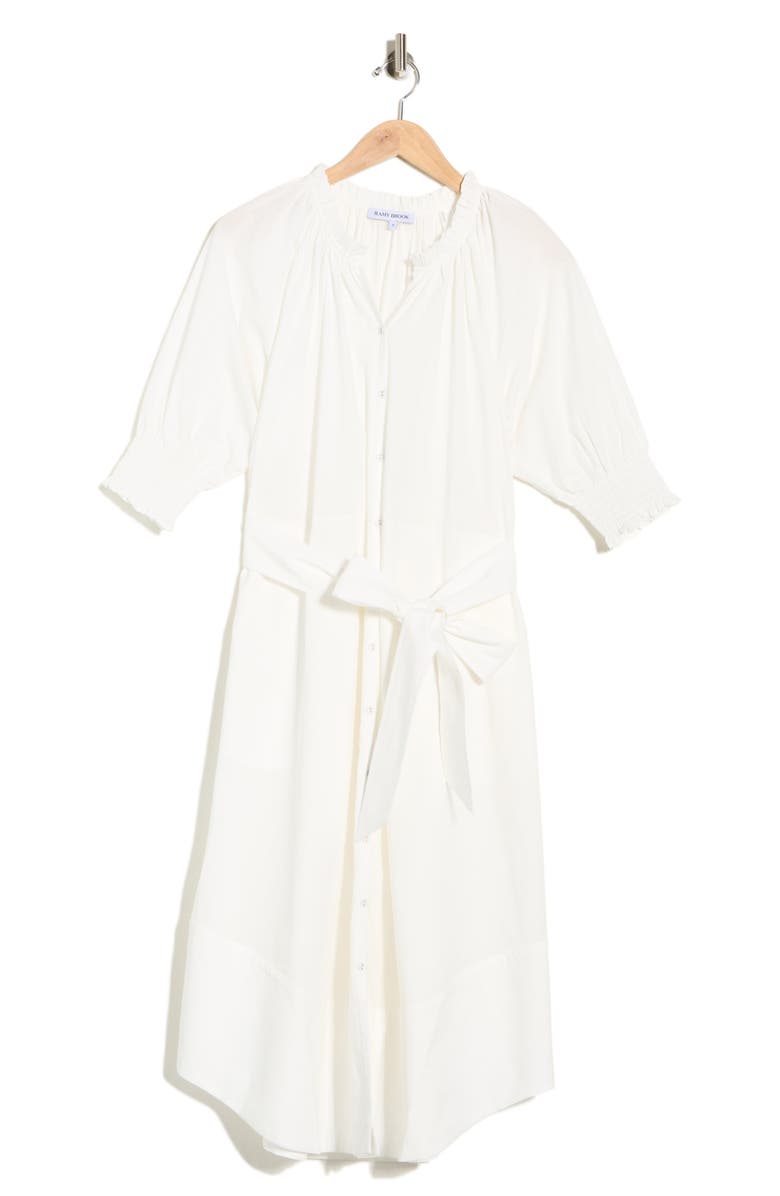 Ramy Brook Kleo Puff Sleeve Cotton Shirtdress, Alternate, color, Ivory