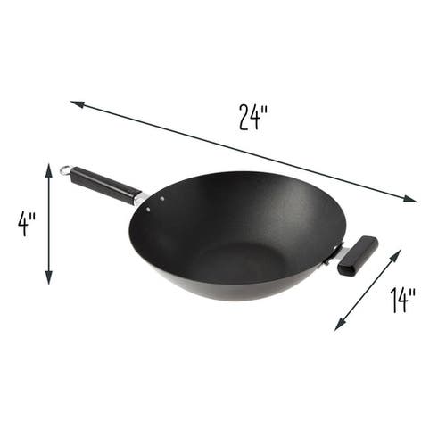 Joyce Chen Carbon Steel Ceramic Nonstick Flat Bottom Wok With Phenolic Handles, 14-inch In Black