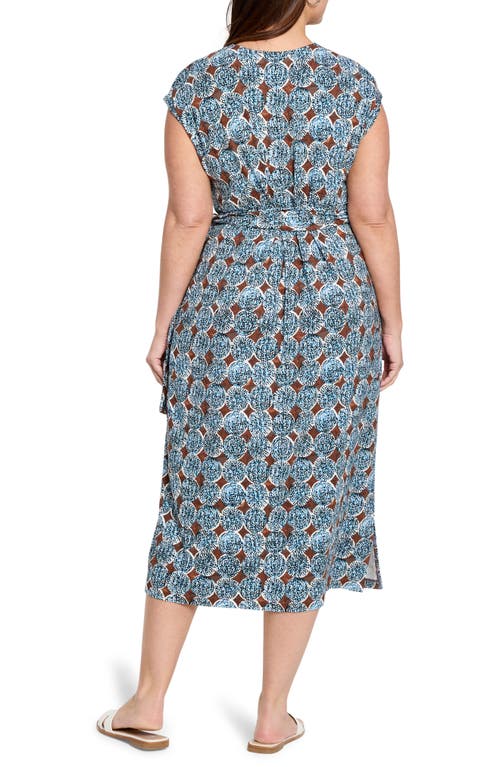 Nic + Zoe Nic+zoe Sand Dollar Stella Faux Wrap Midi Dress In Blue Multi