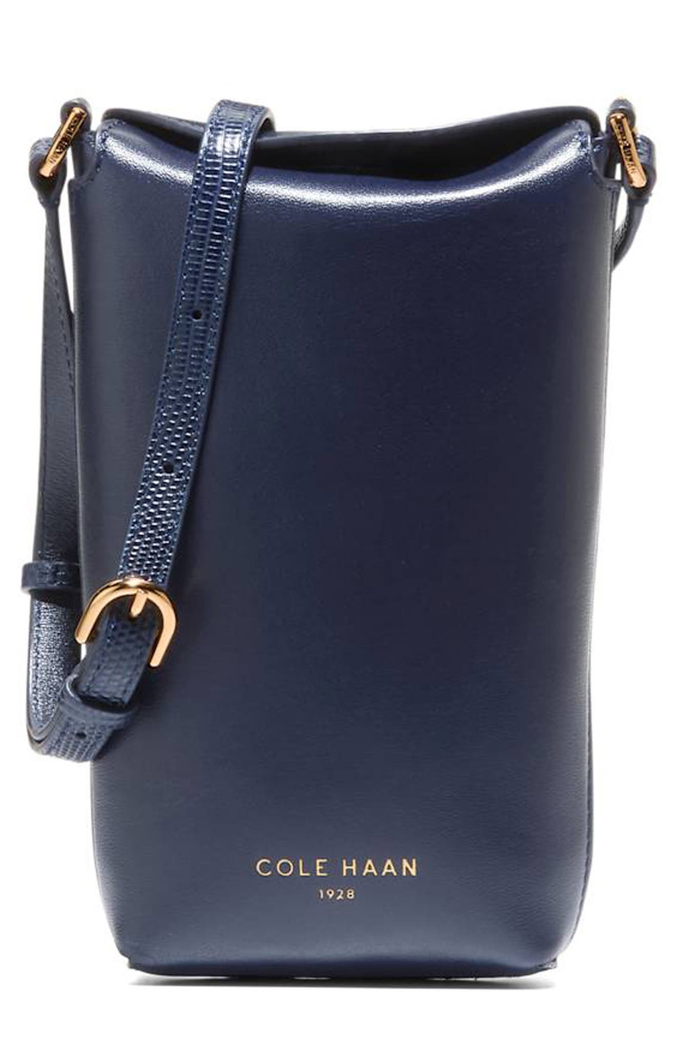 Cole Haan Clarisse Leather Phone Crossbody Bag, Main, color, Ch Midnight Moon Lizard
