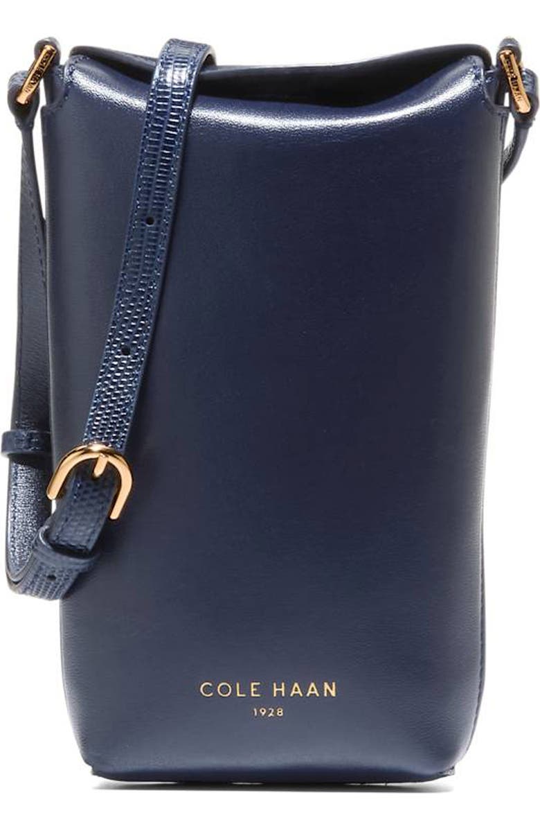Cole Haan Clarisse Leather Phone Crossbody Bag, Main, color, Ch Midnight Moon Lizard