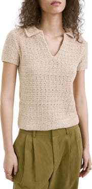 MANGO Open Stitch Polo Sweater