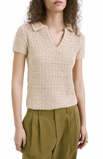 Open Stitch Polo Sweater