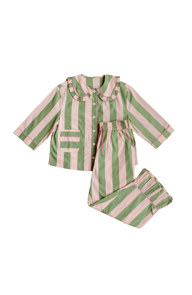 TBCo Cotton Cropped Leg Pajamas, Main, color, Green Stripe