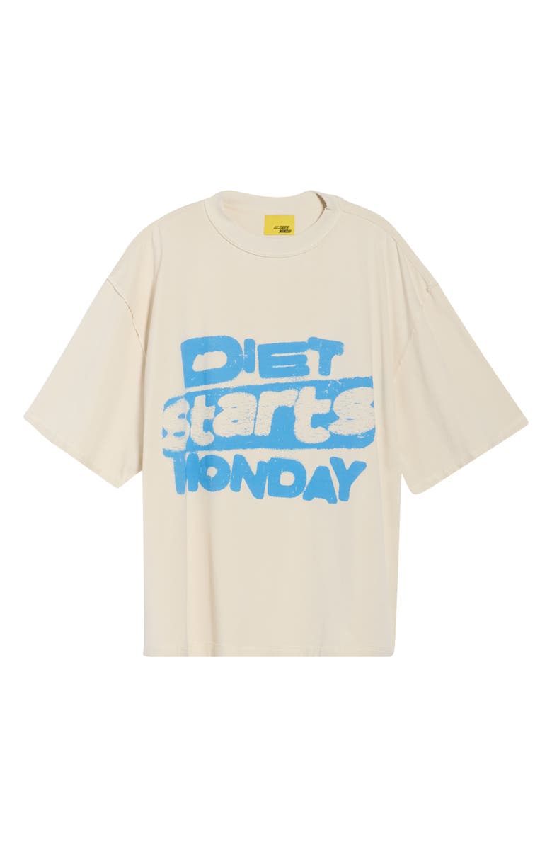 DIET STARTS MONDAY Stencil Logo Cotton Graphic T-Shirt, Alternate, color, Antique White/Blue