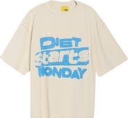 DIET STARTS MONDAY Stencil Logo Cotton Graphic T-Shirt