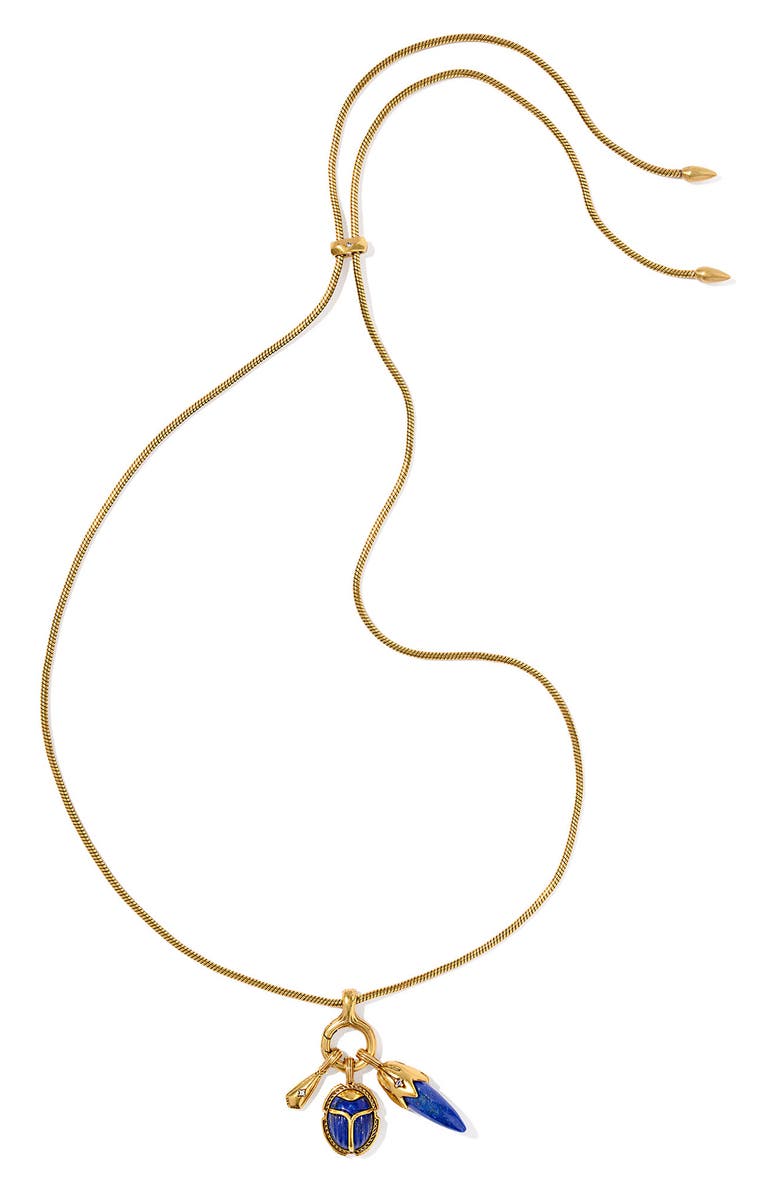 Kendra Scott Catherine Charm Necklace, Main, color, Vintage Gold Blue Lapis