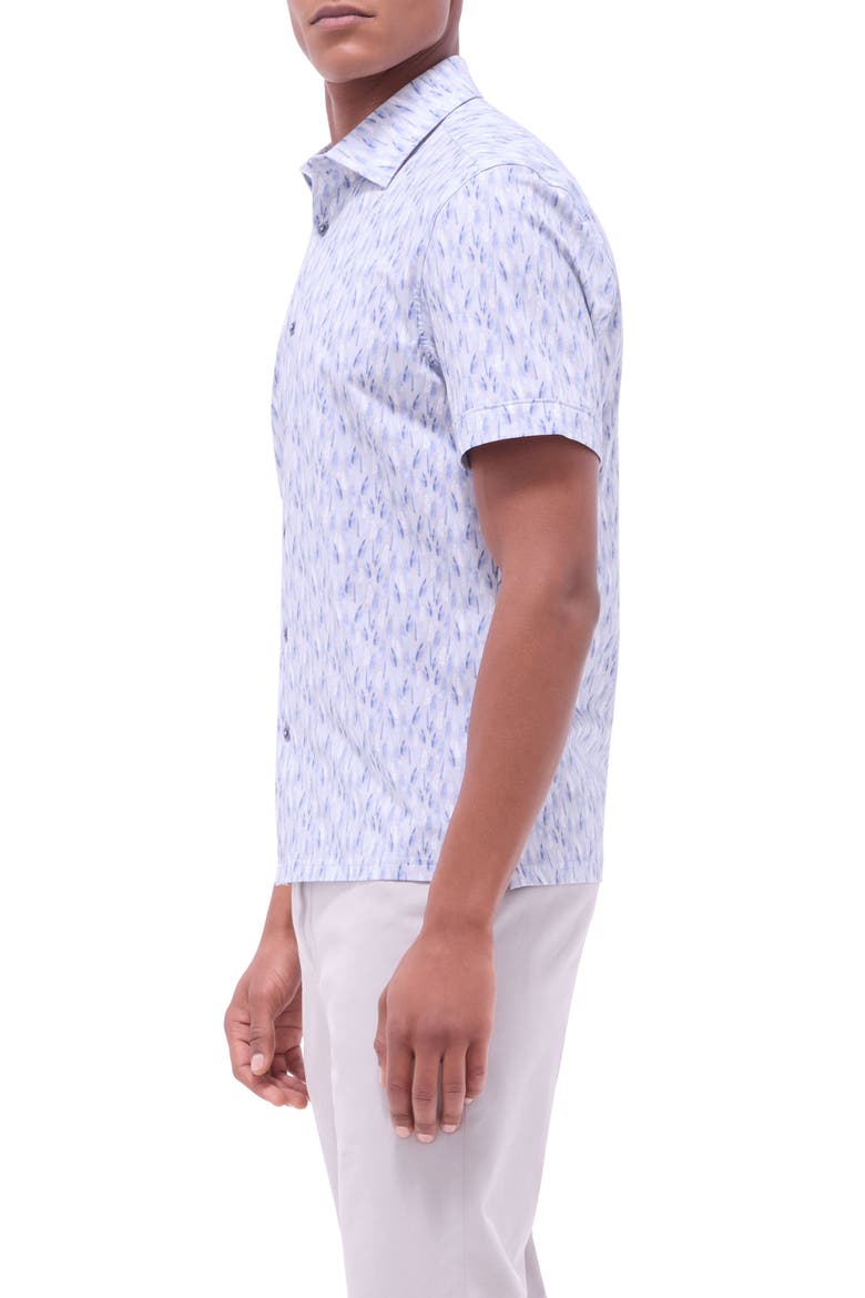 Milo OoohCotton® Feather Print Short Sleeve Button-Up Shirt, Alternate, color, SAND