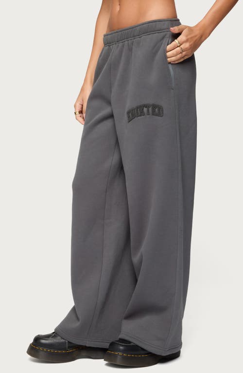 Edikted To You Fuzzy Logo Sweatpants In Gray