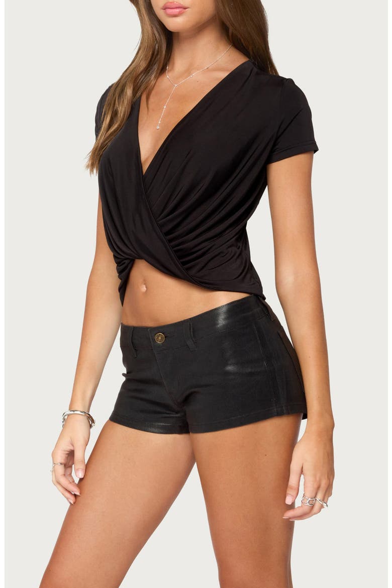 Addie Deep V Twist Front Top, Alternate, color, BLACK