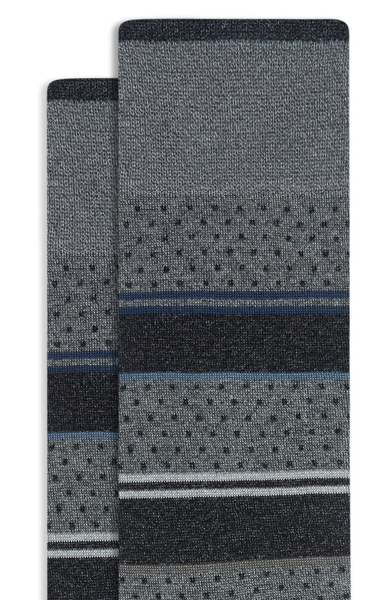 Bugatchi Stripe Mercerized Cotton Blend Dress Socks, Alternate, color, Black