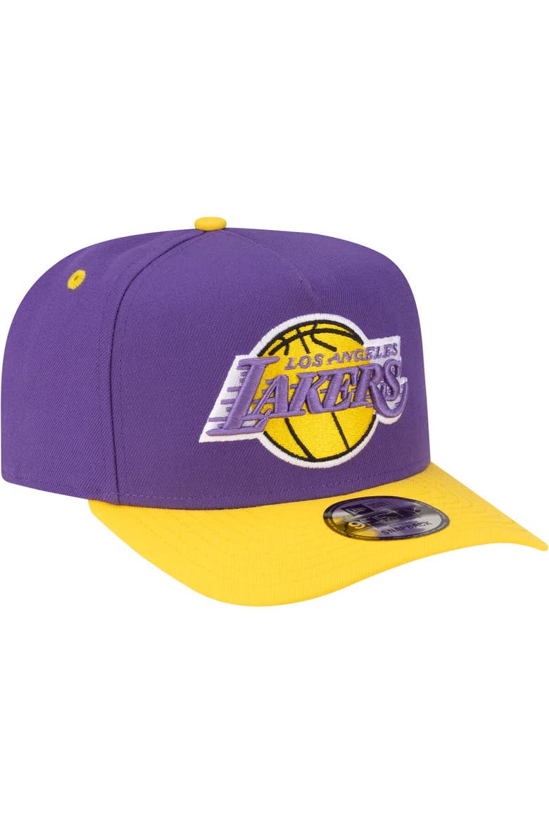 Men's New Era  Purple/Gold Los Angeles Lakers 80s Throwback A-Frame 9FIFTY Snapback Hat, Alternate, color, Purple
