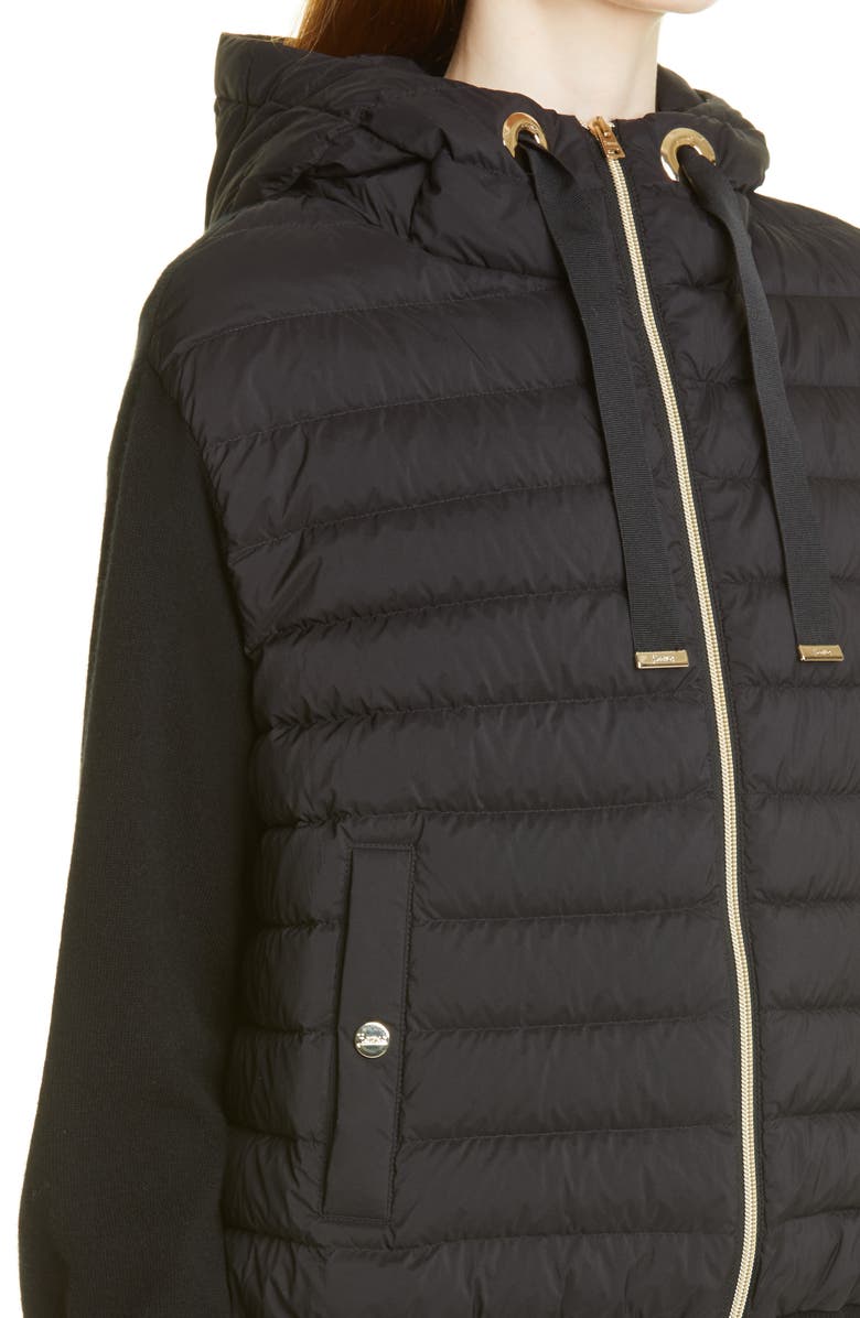 Herno Knit Sleeves Hooded Down Puffer Jacket, Alternate, color, 