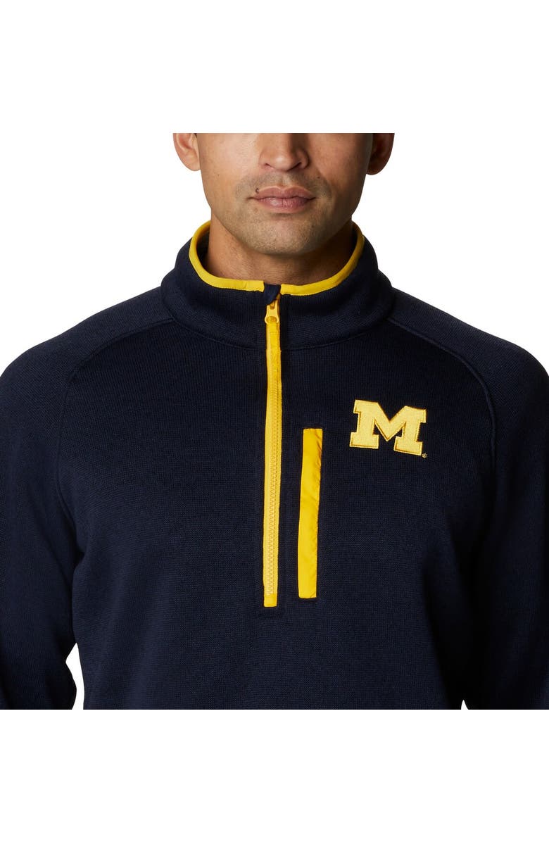 Columbia Men's Columbia Navy Michigan Wolverines Canyon Point Omni-Shield Raglan Half-Zip Pullover Top, Alternate, color,